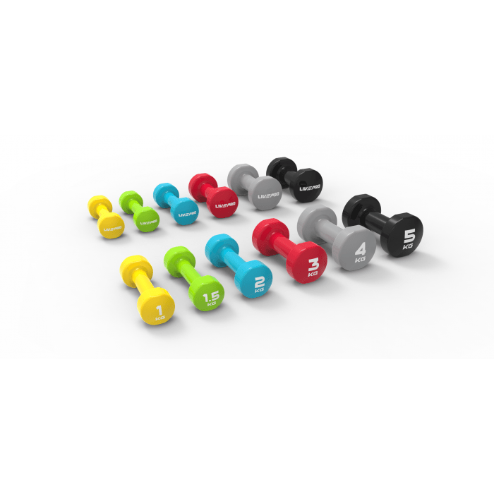 2KG STUDIO VINYL DUMBBELL COLOURED SET PAIR LIVEPRO image 2