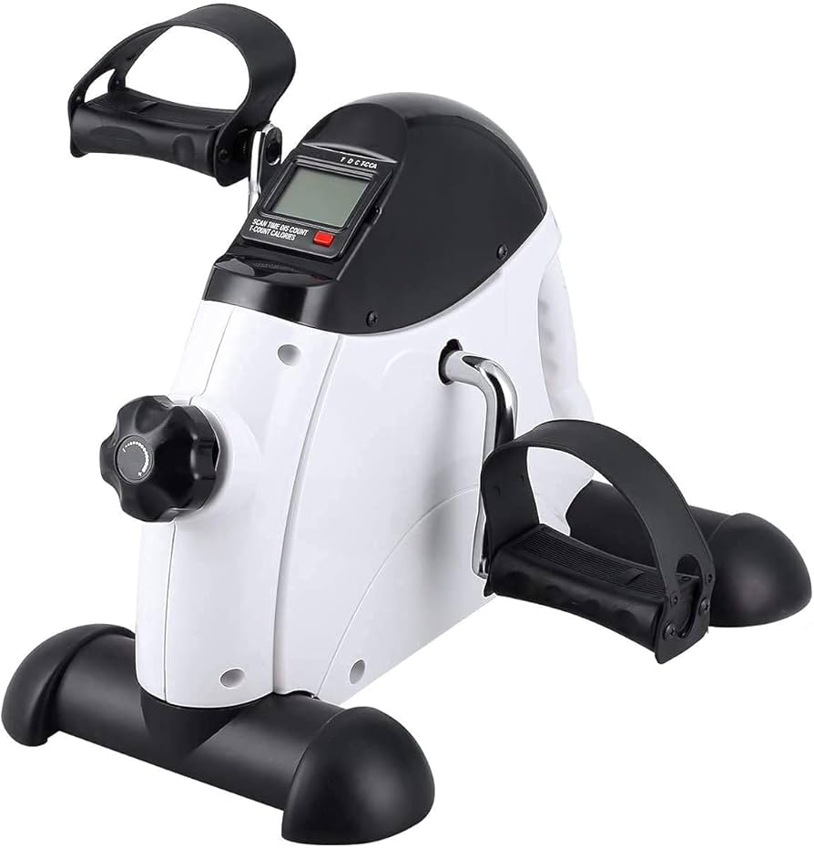 Pedal Mini Exercise Under Desk Cycle Bike with Meter White