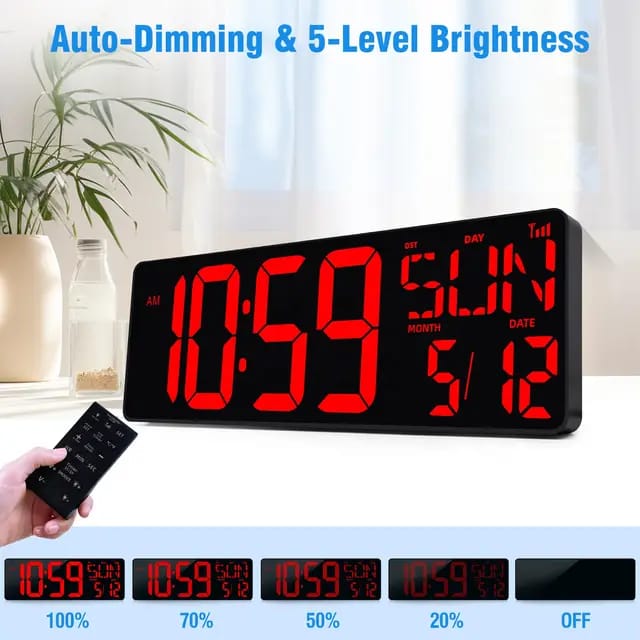 Large Digital Gym Wall Clock with Remote Control. image 2