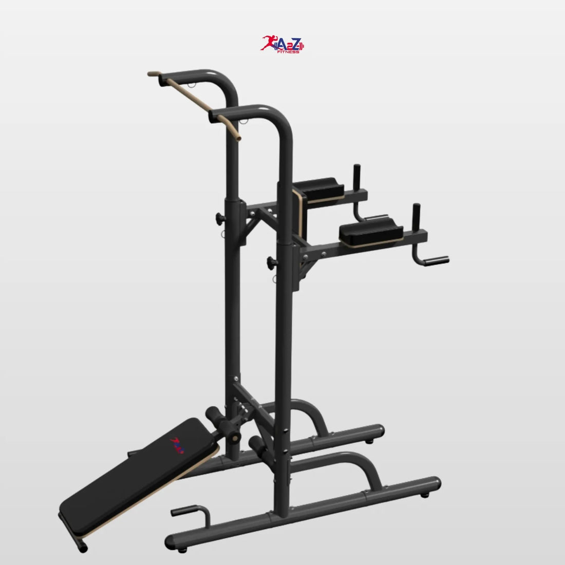 Power Tower Pull Up Dip Station with Rack & Detachable Weight Bench